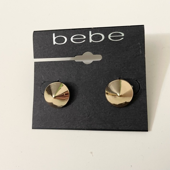 Bebe Rounded Cone Stud Gold Earrings - Picture 1 of 9